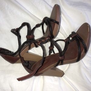Brown Strappy Sandal Heels
